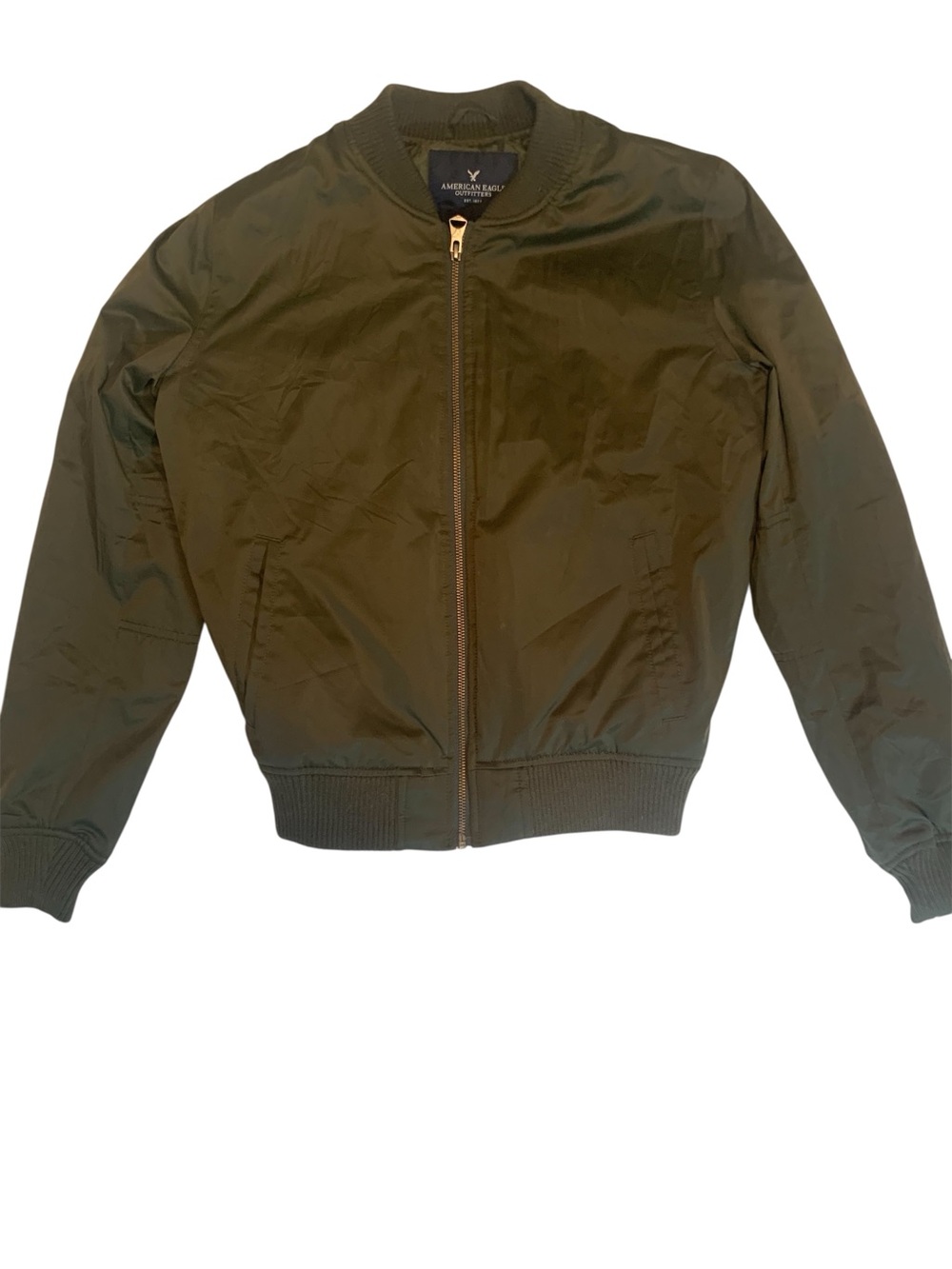 American Eagle Outfitters olive green satin bomber jacket Ladies Small